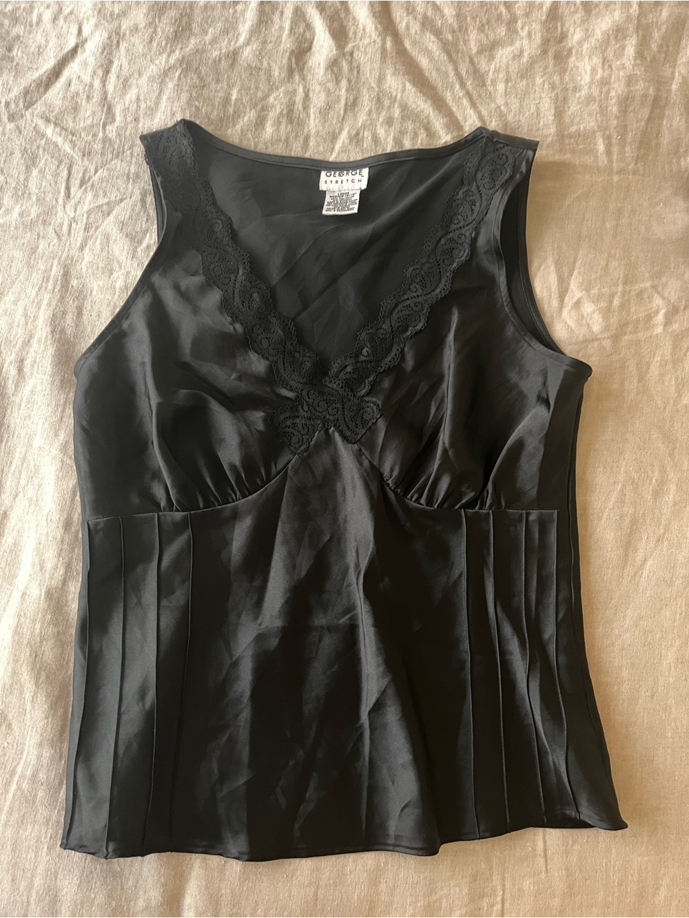 George Black Satin Lace-Trim Camisole/Cami